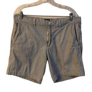 Saks Fifth Avenue Mens Striped Cotton Shorts Size 36 Blue & White Casual Summer